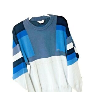 Steffner Mens Wool Ski Sweater Austria L XL Chunky Snowboard Color Block Vintage